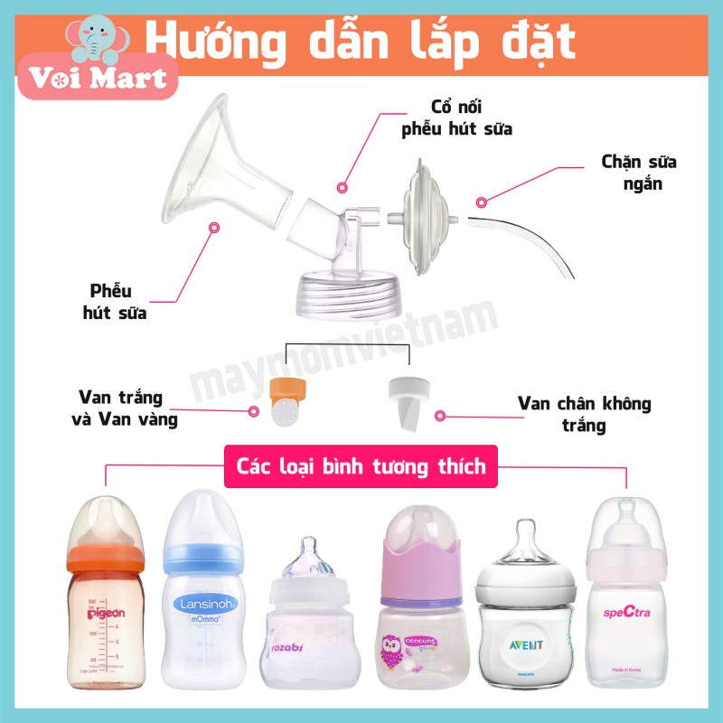 🍒CHÍNH HÃNG🍒Phễu hút sữa Maymom cổ rộng cho các máy hút sữa Spectra, Avent, Medela, Pigeon...