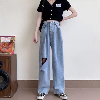 Quần jeans cài eo rách