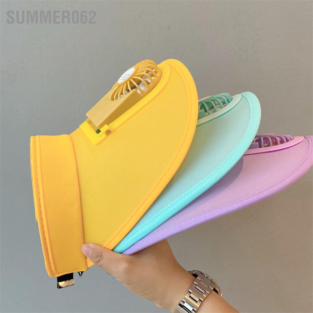 [Hàng Sẵn] Mũ mùa hè cho trẻ em với quạt USB có thể sạc lại che nắng rộng vành du lịch biển 【Summer062】