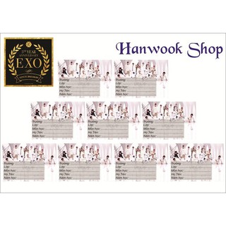 Nhãn Vở EXO - có nhiều mẫu Kpop (Suho, Xiumin, Lay, Baekhyun, Chen, Chanyeol, D.O., Kai, Sehun)