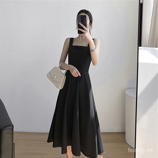 Women's French Retro Dungaree Dress2020Autumn and Winter New Sexy Thin Hepburn Style Little Black Dress Base Ride A6gk