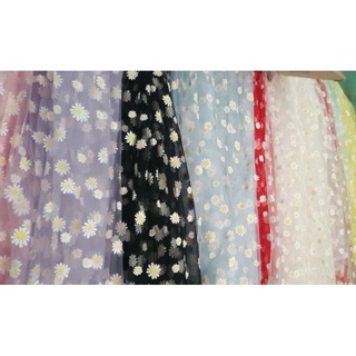 Sỉ Vải Voan lưới hoa cúc hot trend 10cm bán từ 50cm trở lên