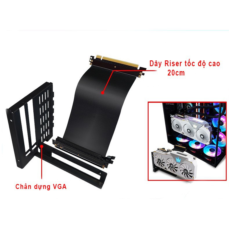 Bộ kit dựng đứng VGA kèm dây Riser Huntkey Holder Kits