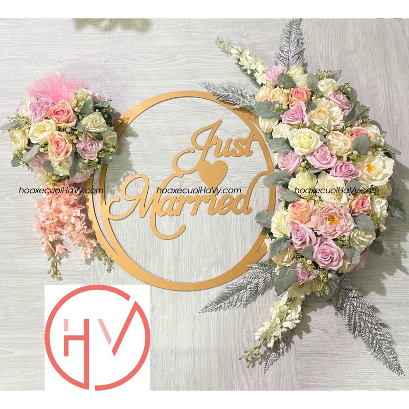 HOA GIẢ TRANG TRÍ XE CƯỚI ĐẸP | MÀU HỒNG TRẮNG