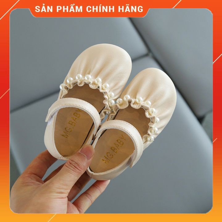 Giày búp bê cho bé gái đính ngọc trai giầy bít cho bé gái,đế mềm chống trượt(hàng chính hãng MG Baby) MSP V591