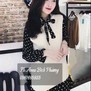 Sét váy len chấm bi
