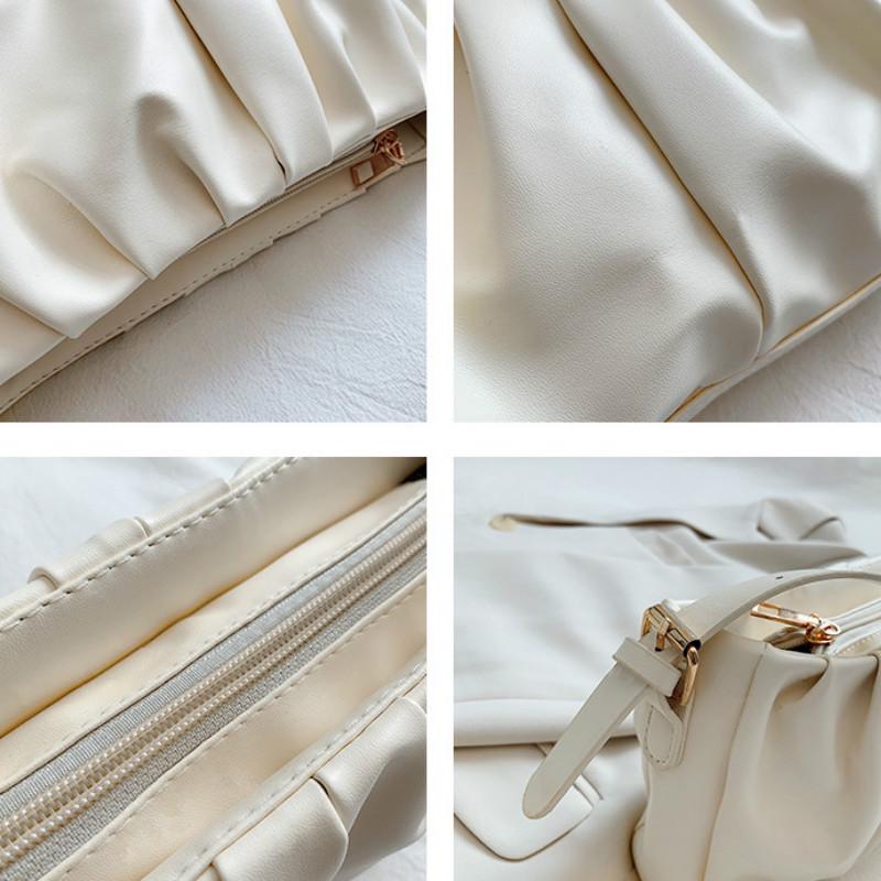 IELGY Túi xách da PU xếp li màu trơn đơn giản dễ phối đồ cho nữ