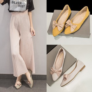 Giày búp bê đế mềm đính nơ xinh xắn cho nữ