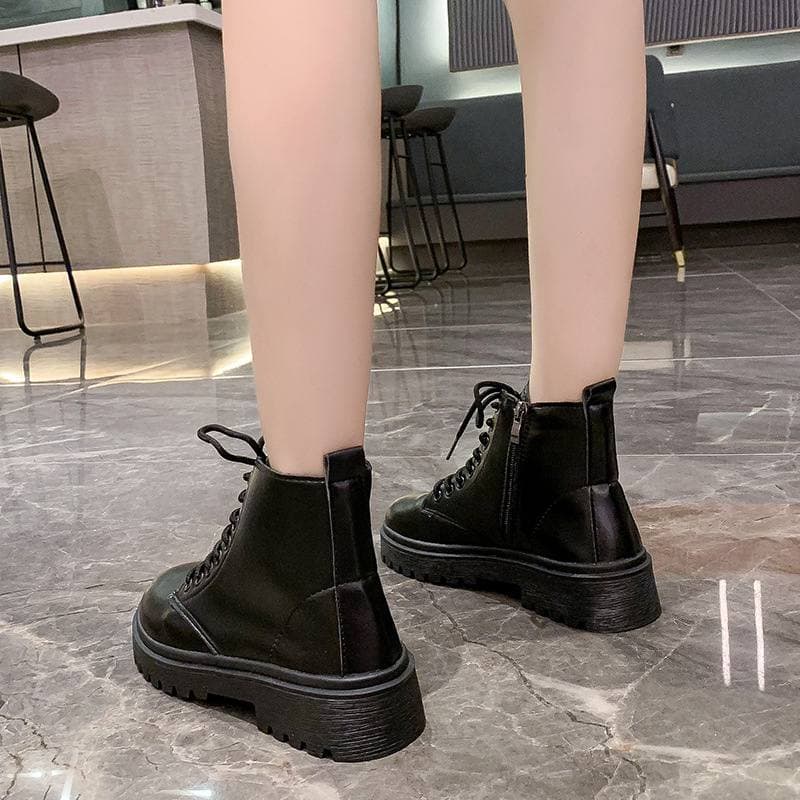 Giày bốt nữ MZ khoá kéo cá tính, đế cao 4cm chất da mềm GBN100