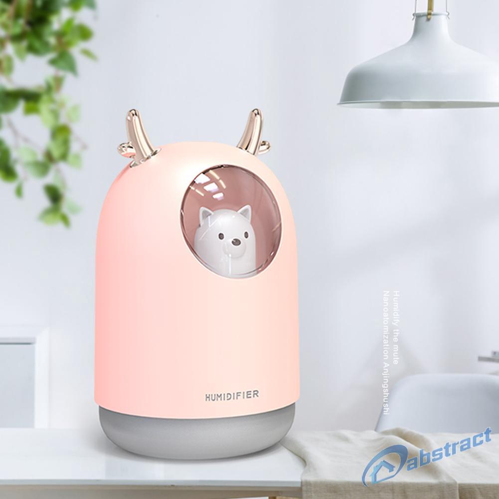 Máy Phun Sương Tạo Ẩm Mini 300ml Hình Gấu Có Đèn Led Cổng Sạc Usb Tiện Dụng