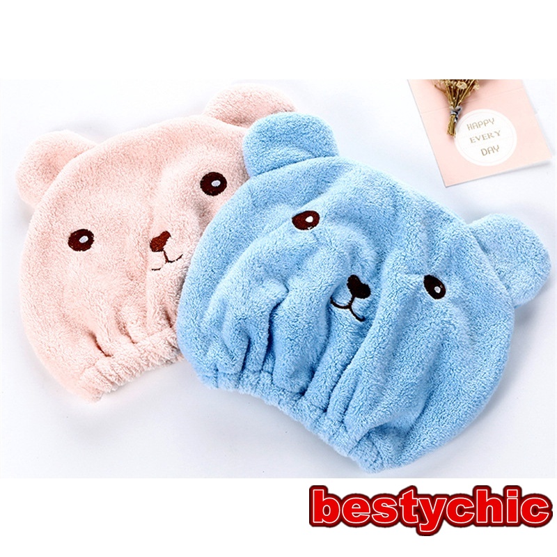 Mũ Tắm Trùm Đầu Thấm Hút Nhanh Khô Kiểu Hoạt Hình Dễ Thương