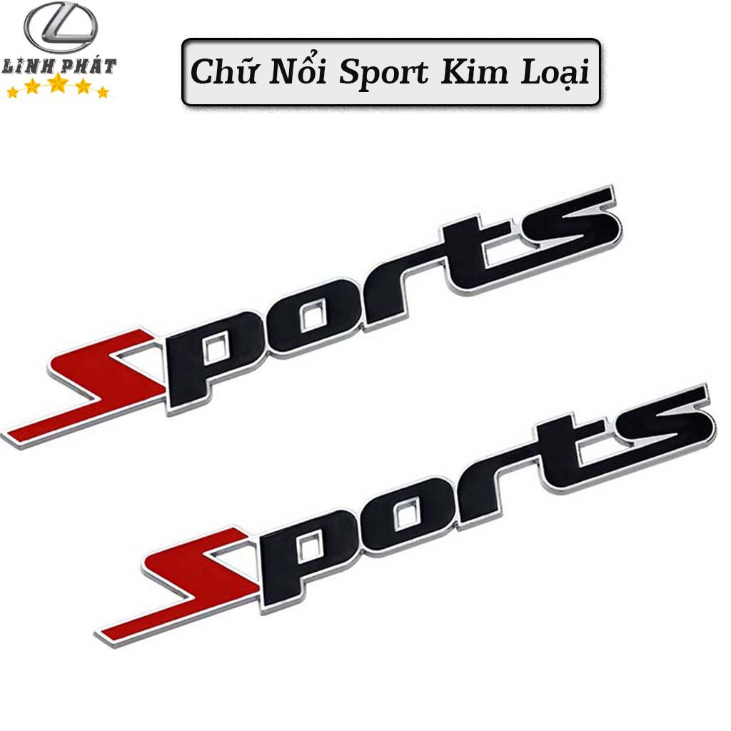 [Mã LIFEAUMAY giảm 10% tối đa 30k đơn 150k] Chữ Nổi Sport Kim Loại - Màu Đen,Đỏ,Trang Trí Xế Yêu - Bộ 1 Chiếc