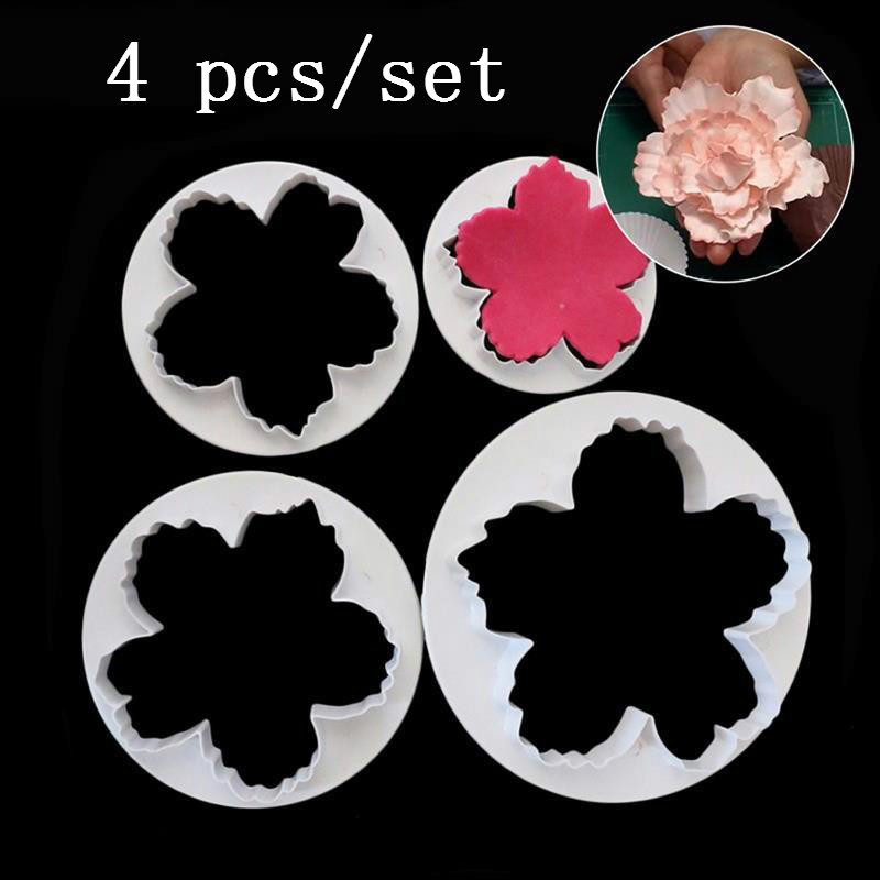 Set 4 Khuôn Cắt Kẹo Mềm Trang Trí Bánh Tạo Hình Hoa Mẫu Đơn