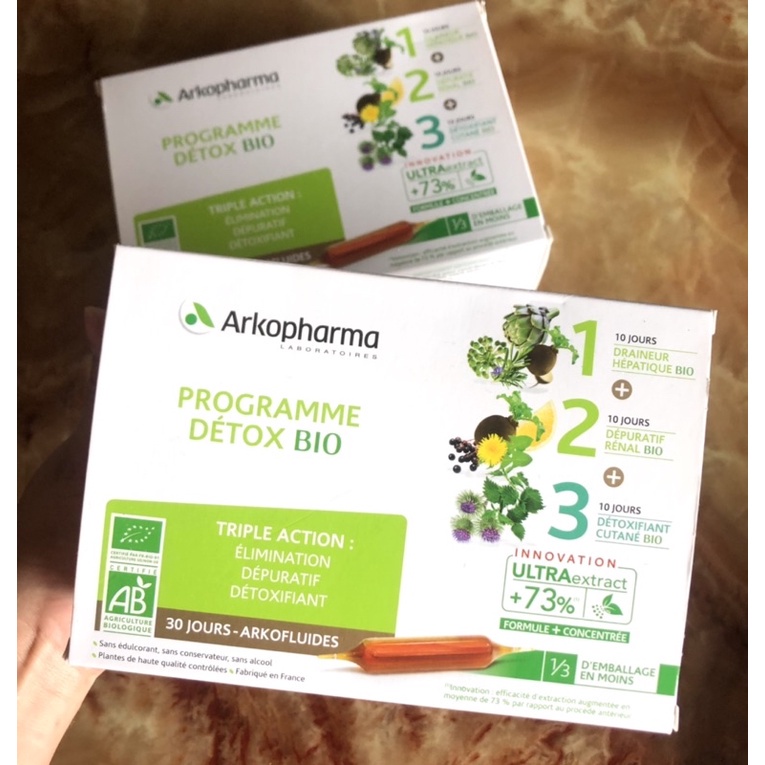 THẢI ĐỘC GAN THẬN DA  ARKOPHARMA PROGRAMME DETOX 30 ỐNG PHÁP