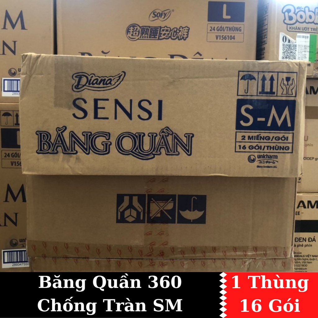 [1 Thùng 16 Gói] Băng Vệ Sinh Ban Đêm Diana Dạng Quần size SM-ML