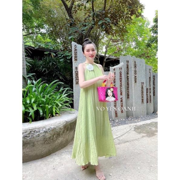 [ 𝐅𝐑𝐄𝐄 𝐒𝐇𝐈𝐏 ] VÁY XANH MAXI ĐŨI XỐP TAG HOA HÀNG L1