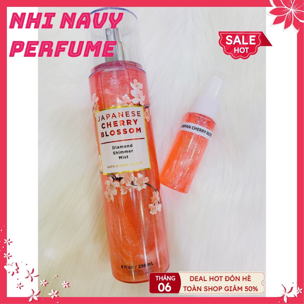 Nhi.navy [Bill Mỹ] Xịt Thơm Body Mist Bath & Body Works Japanese Cherry Blossom Shimmer