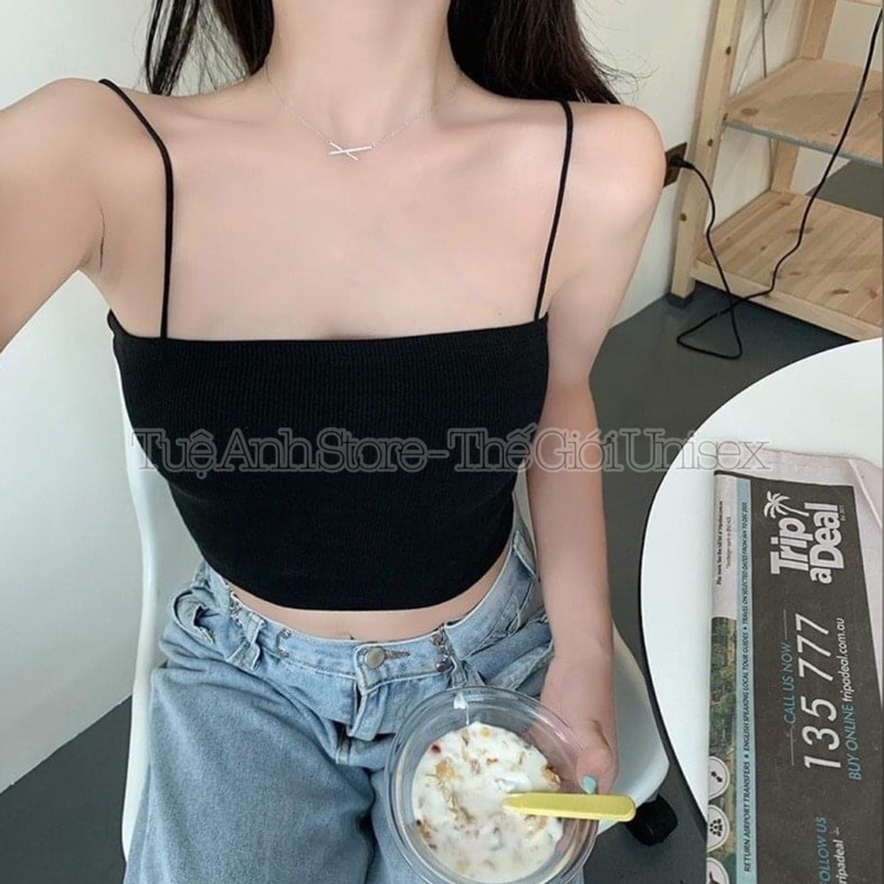 Áo 2 dây sợi bún Croptop phom ngắn ôm body Freesize - TUEANHSTORE