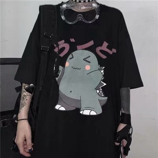 Áo Thun Tay Ngắn Thời Trang Hè In Hình Khủng Long Dễ Thương Kích Thước Lớn 3 Màu Cho Nam Và Nữ