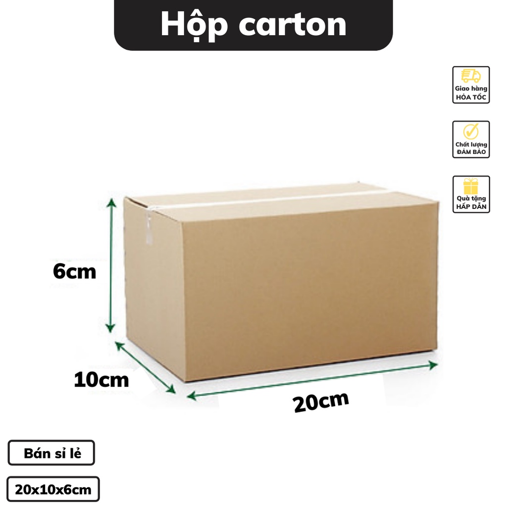 Hộp carton gói quà 20 x 10 x 6 cm bìa carton thiết kế 3 lớp dày dặn chắc chắn nhiều kích thước có bán sỉ lẻ