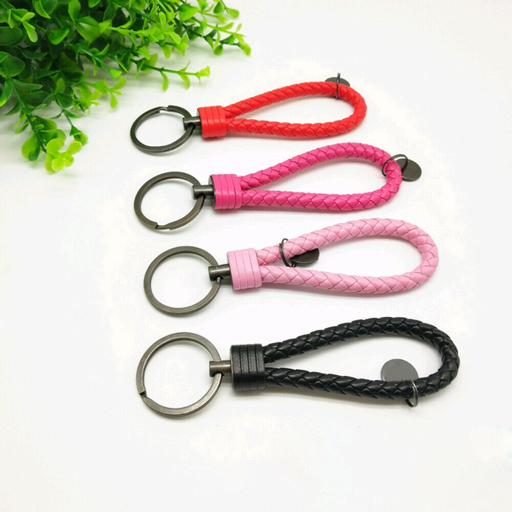 Móc khóa bện dây da PU phụ kiện thủ công DIY