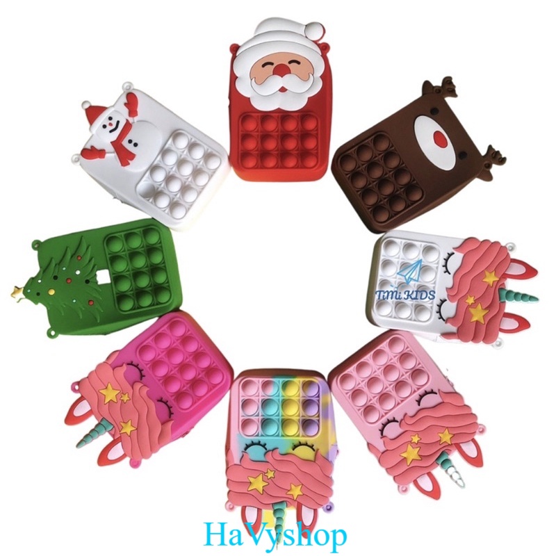 HaVyshop F400 Túi pop it đeo chéo Hot hit pop it dành cho bé phiên bản Noel mới nhất