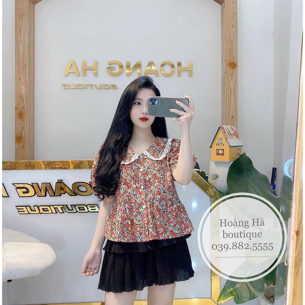 G41. 2652. ÁO HOA CỔ VIỀN REN