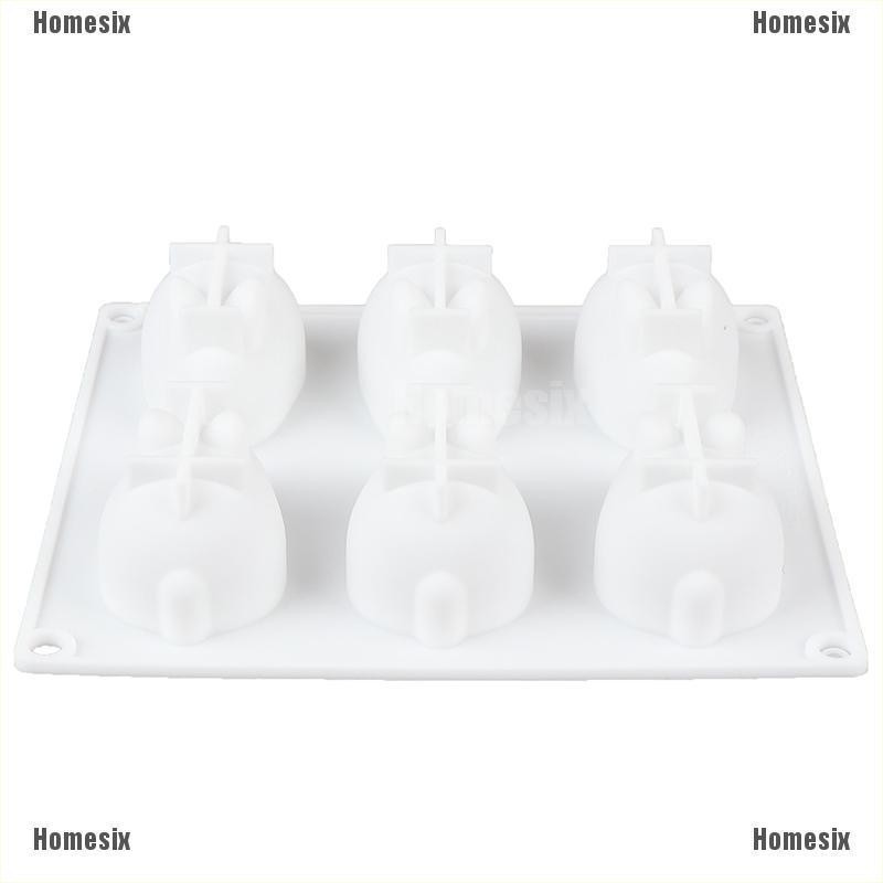 Khuôn Làm Bánh Hình Thỏ 3d 6 Ngăn Bằng Silicon