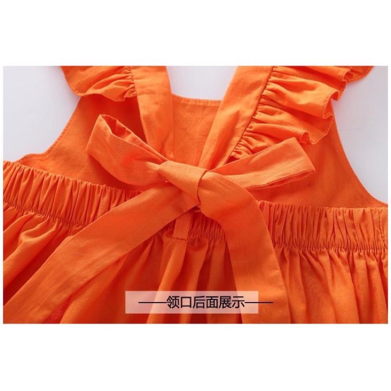 SET VÁY CAM THÔ ĐŨI TAY CÁNH TIÊN BUỘC NƠ SAU CHO BÉ GÁI