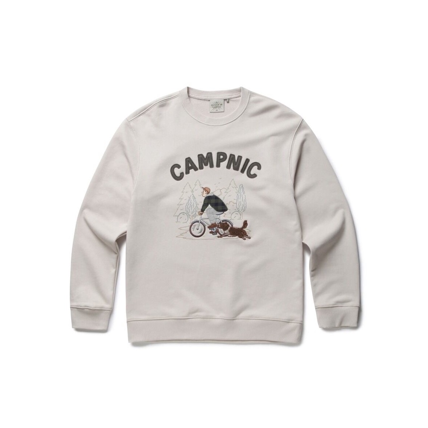 Áo sweater nỉ unisex tay dài cổ bo OLZEN Oliver in campnic Hàn Quốc - P:B