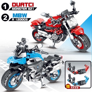 Bộ đồ chơi xếp hình Xe máy phân khối lớn Ducati , lắp ráp motor