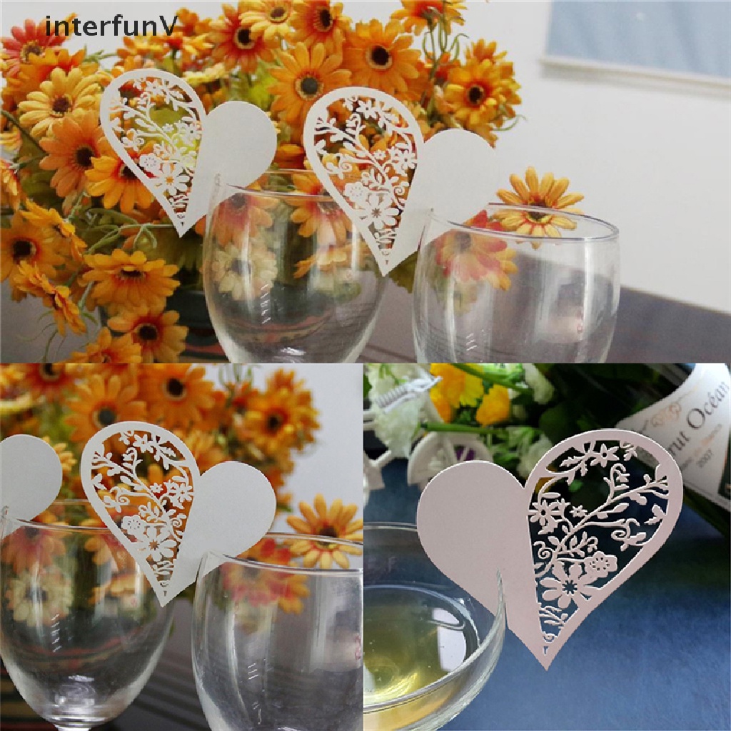 Set 50 Khay Đựng Thẻ Tên Hình Trái Tim Trang Trí Bàn Tiệc Cưới