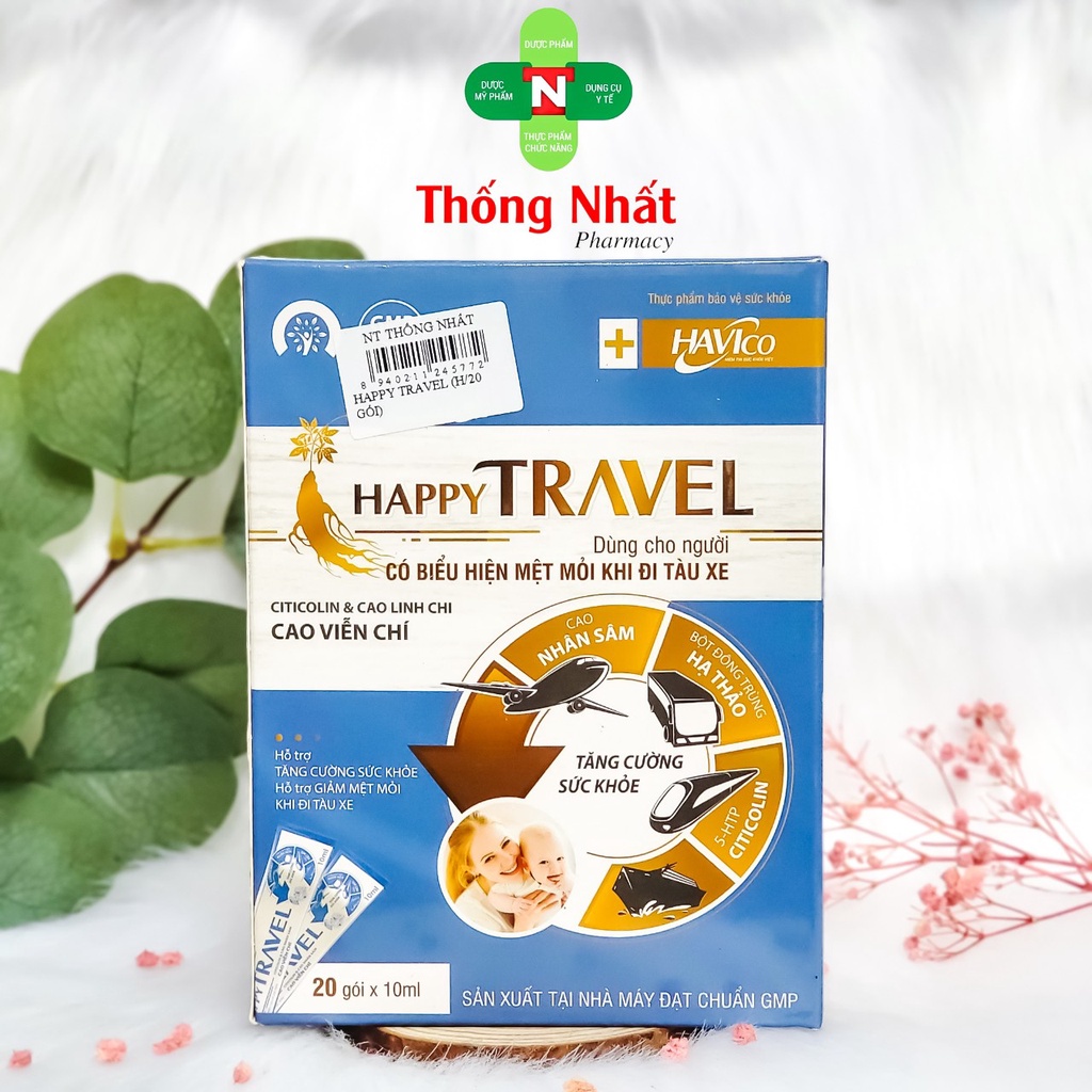 Gói uống chống say xe Hàn Quốc Happy Travel hộp 20 gói