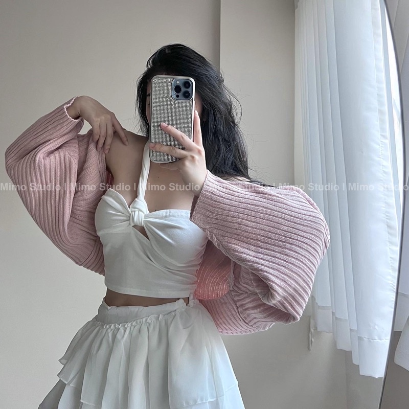 Cardigan bolero pink - Cherry cropped tee