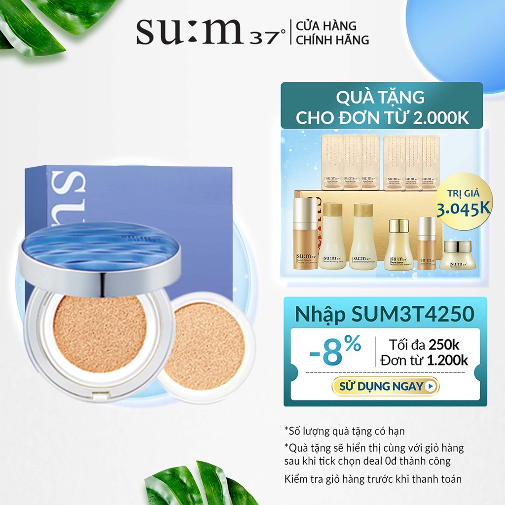 [Mã VISAPREMIUM giảm 150K]Phấn nước cấp ẩm Su:m37 Water-full CC Cushion Perfect Finish 15g (tặng thêm lõi 15g)