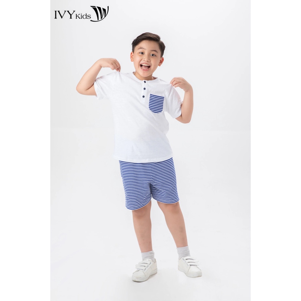 Bộ thun phối sọc bé trai IVY moda MS 57K1452