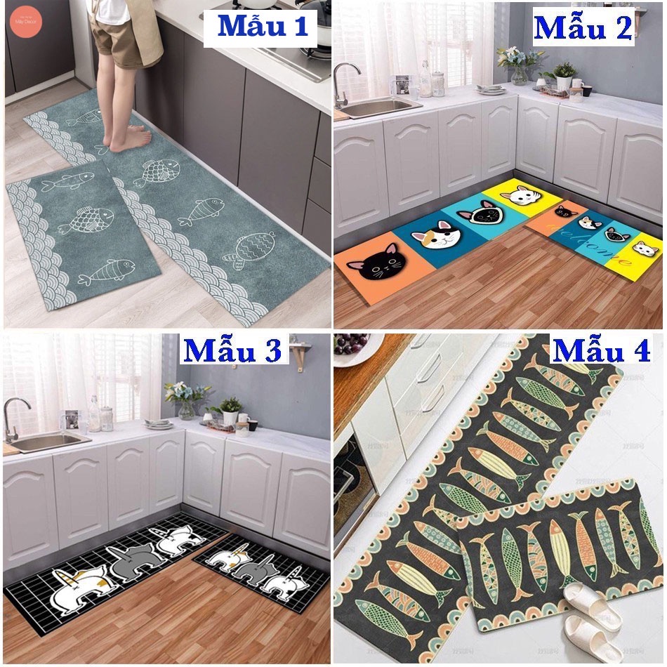 Thảm Bếp Phòng Khách , Phòng Ăn SET 2 TẤM (40 X 60 , 40 X 120CM) Loại 1 Chống Trơn Trượt Đế Cao Su