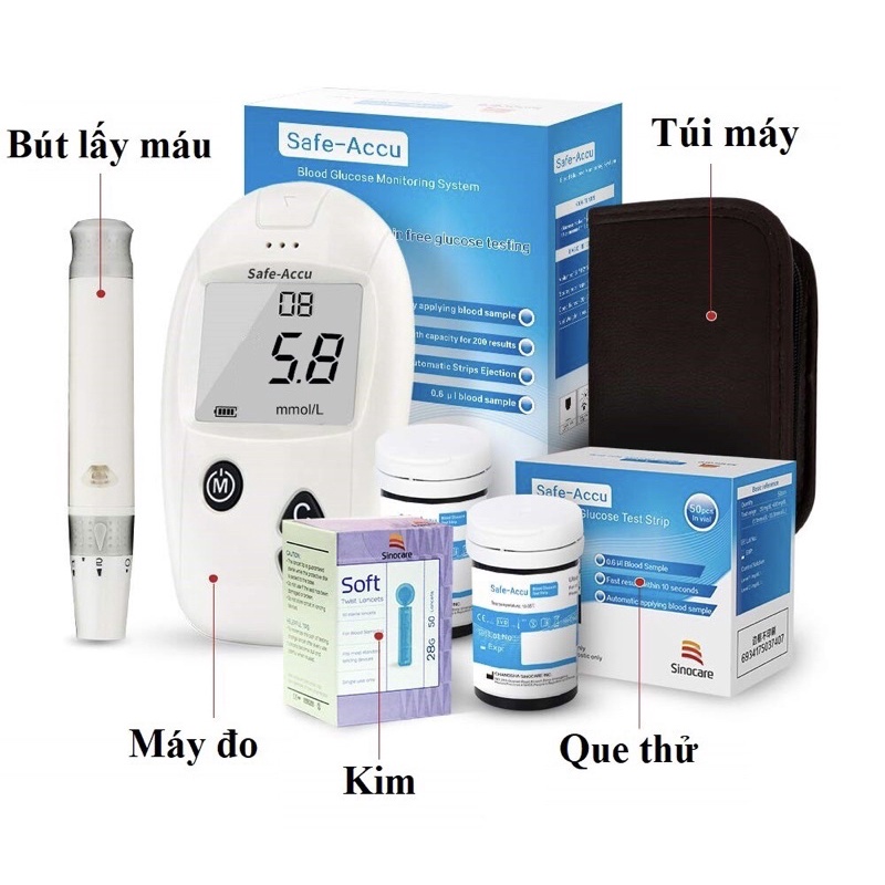 Máy đo đường huyết Safe-Accu + 50 que + 50 kim