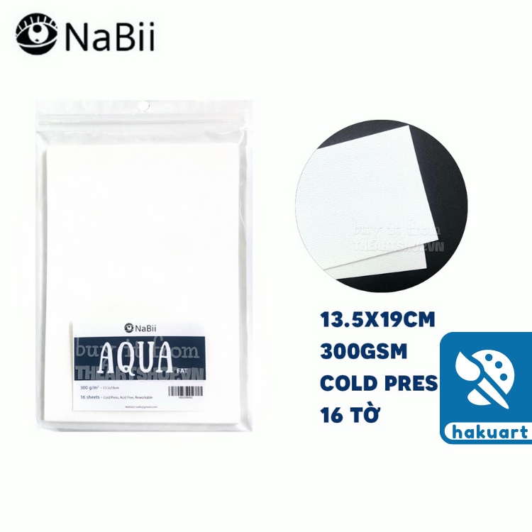 Giấy vẽ màu nước NABII Aqua Fat 300gsm (vân nổi Cold) - Họa Cụ Hakuart