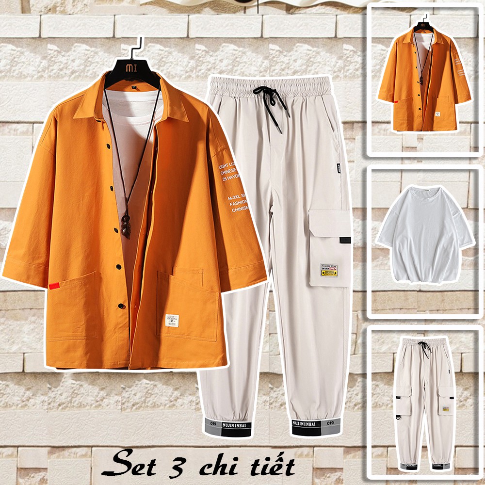 Bộ Quần Áo Nam 3 Chi Tiết Áo Sơ Mi Cổ Đức Kèm Áo Phông Trơn Và Quần Jogger Túi Hộp MENFASHION1989 SET NAM 90000150 | BigBuy360 - bigbuy360.vn