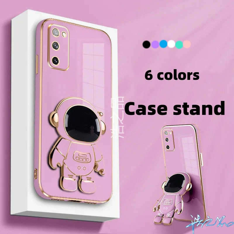 Ốp Điện Thoại Họa Tiết Phi Hành Gia 6D Có Giá Đỡ Mạ Điện Sáng Tạo Cho Samsung Galaxy A02S A03S A11 M11 A03 2022