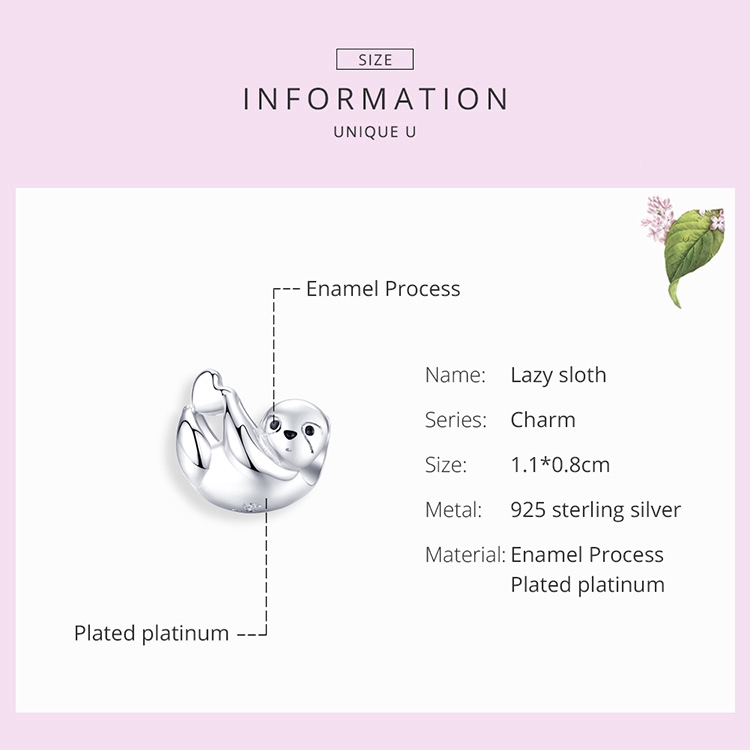 Mặt trang sức Bamoer BSC109 bằng bạc 925 họa tiết chứ lười xinh xắn