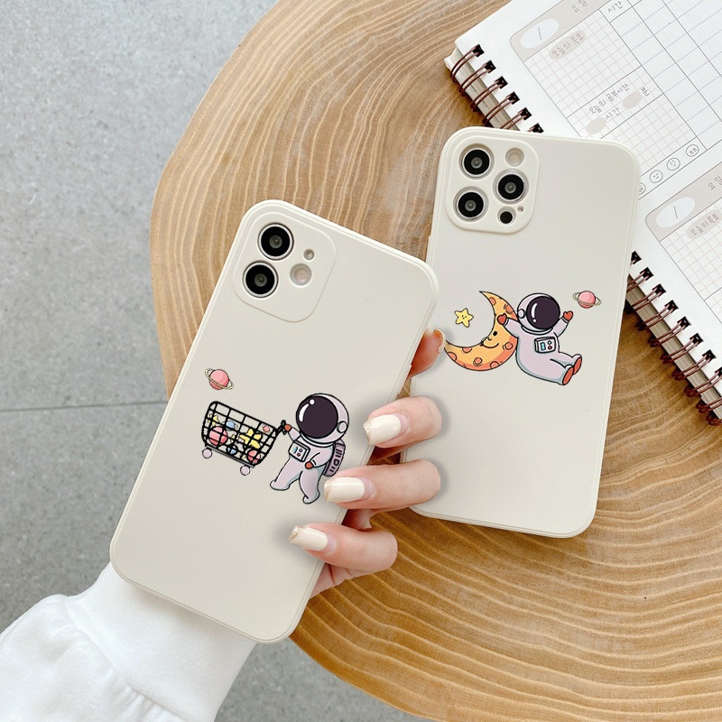 Ốp lưng iphone Phi Hành Gia viền vuông chống sốc cho ip 11 7plus 8plus x xsmax 11pro max 12pro 12promax 13promax e118