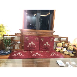 Bộ 3 tâm thảm, đệm trải ghế hình hươu cao cấp (1 thảm dài và 2 thảm ngắn) GD179