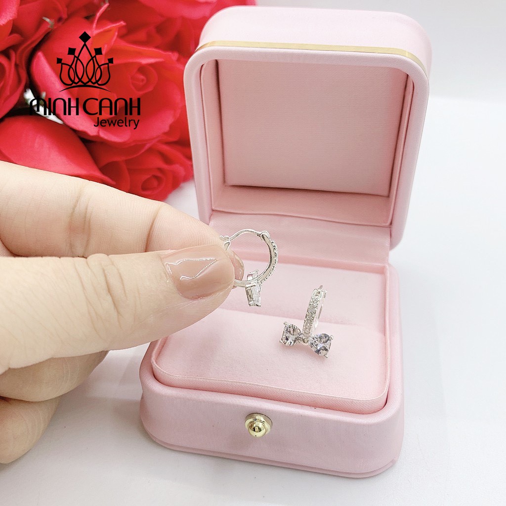 Bông Tai Bạc Hình Nơ Đính Đá - Minh Canh Jewelry