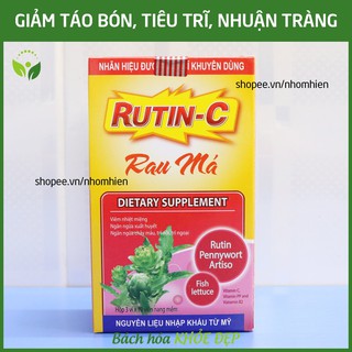 Viên uống Rutin C Rau Má giảm viêm nhiệt miệng, giảm táo bón, tiêu trĩ, nhuận tràng, thanh nhiệt cơ thể - Hộp 30 viên
