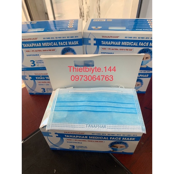 Hộp 50 cái khẩu trang y tế TANAPHAR-Khẩu trang 3 lớp