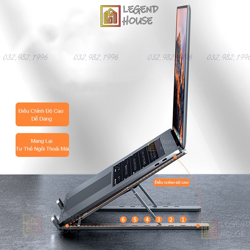 Giá đỡ laptop,ipad, macbook gấp gọn, kệ đỡ máy tính nhôm cao cấp kèm túi đựng cao cấp, tản nhiệt máy tính