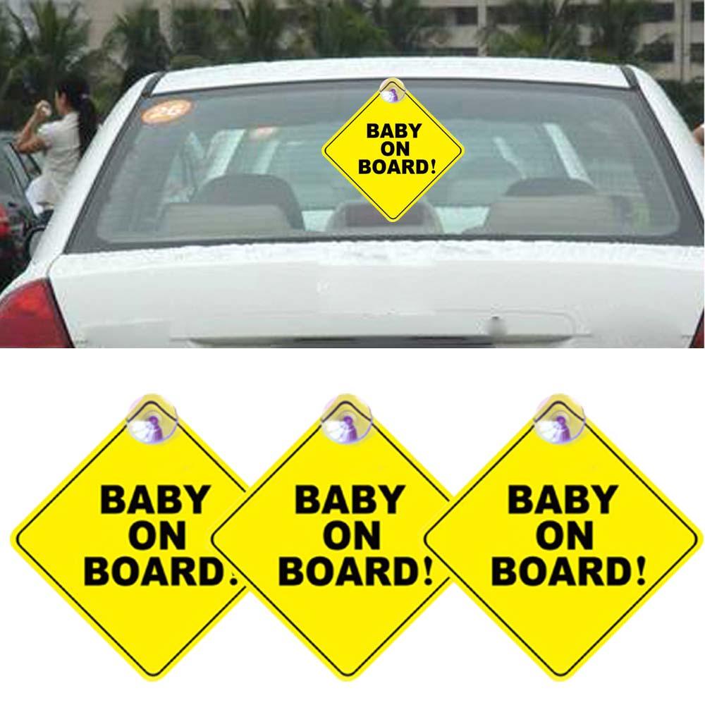 Đề Can Dán Trang Trí Xe Hơi In Chữ Baby On Board 5 &quot;by 5&quot; Màu Vàng Sáng
