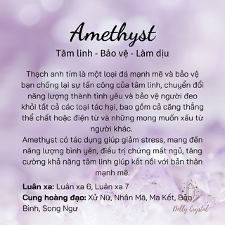 Vòng tay đá thạch anh Tím mầm thô, đan macrame